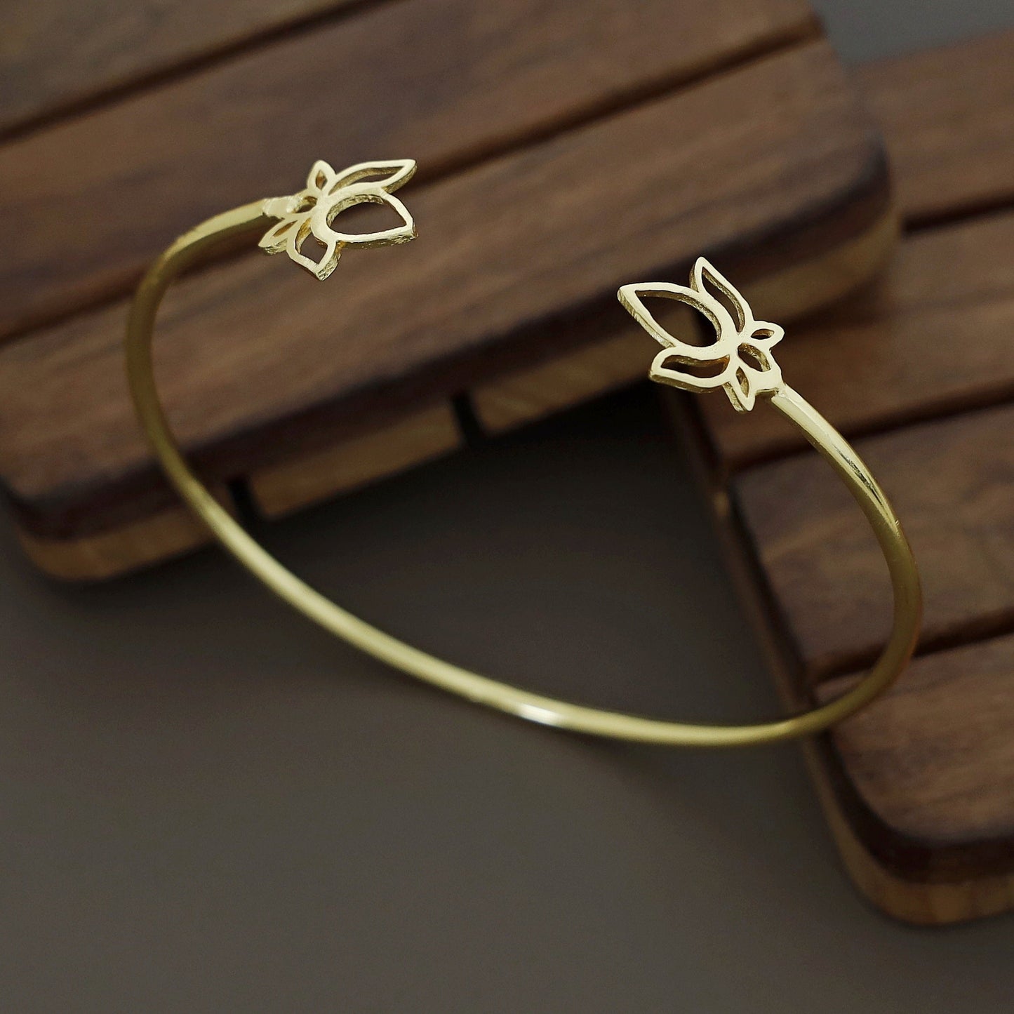 Dual Lotus Golden Bangle